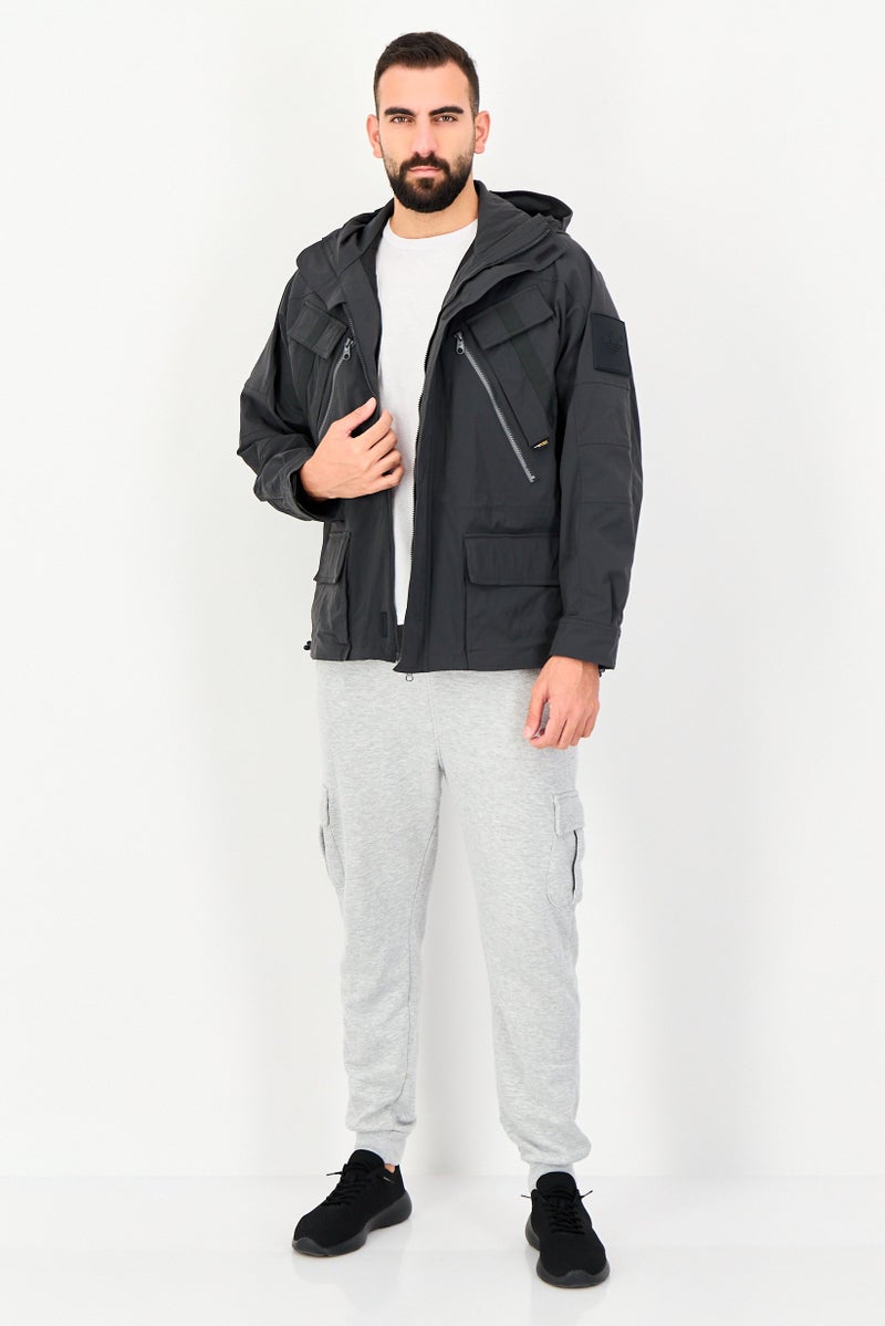 adidas Originals Men Sportswear Fit Long Sleeve Outdoor Jacket, Grey - Image 2